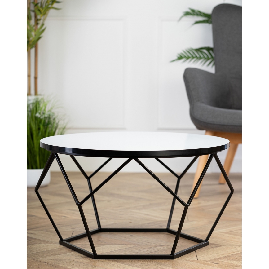 Couchtisch DIAMOND 40x70 cm weiß/schwarz