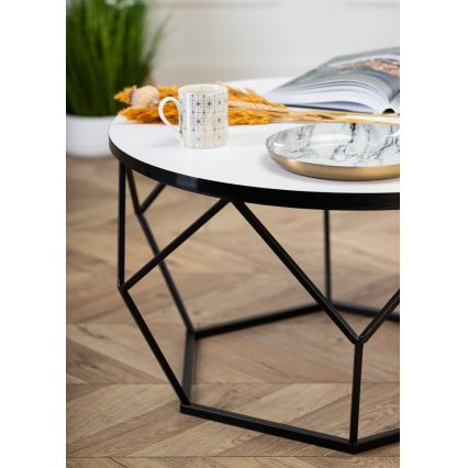 Couchtisch DIAMOND 40x70 cm weiß/schwarz