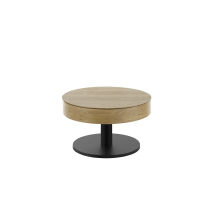 Couchtisch ELEMENT mit Hubfunktion Ø 75 cm Eiche/Schwarz