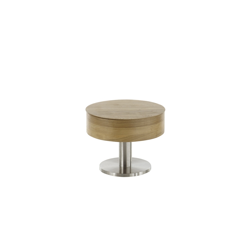 Couchtisch ELEMENT mit Liftfunktion, Ø 60 cm, Eiche/Silber