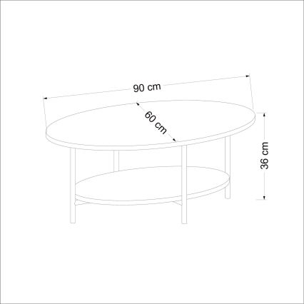 Couchtisch ELIS 36x90 cm Eiche/weiß