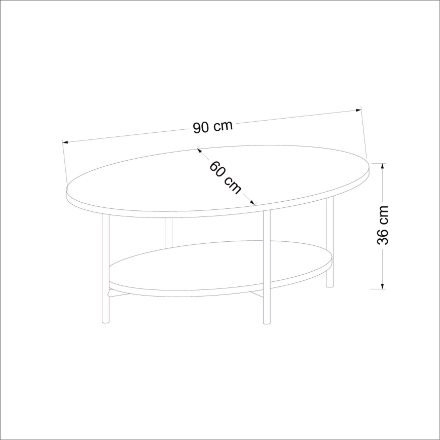 Couchtisch ELIS 36x90 cm Eiche/weiß