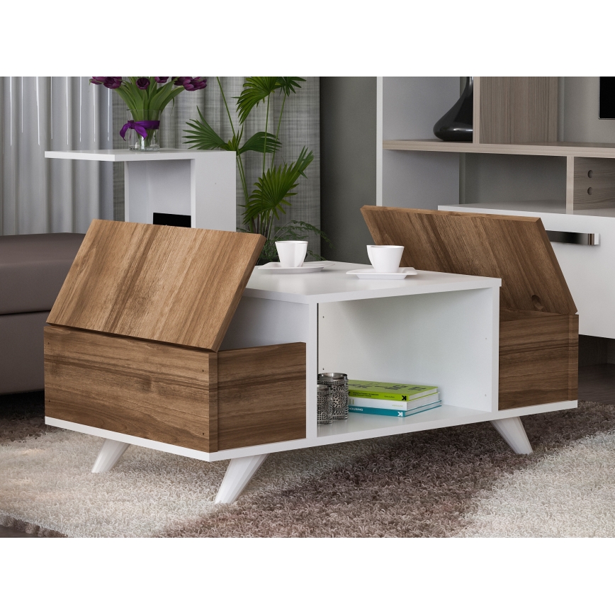 Couchtisch ERIBERTO 43,8x90 cm braun/weiß