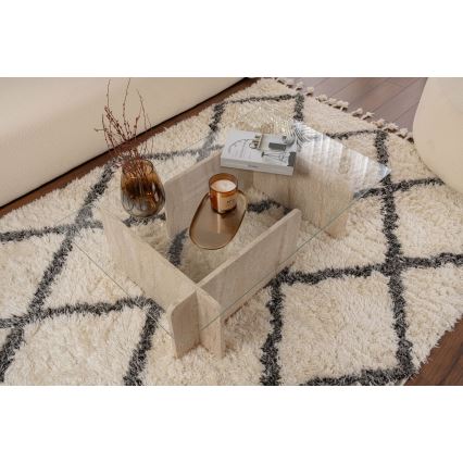 Couchtisch ESCAPE 105x65 cm beige/transparent