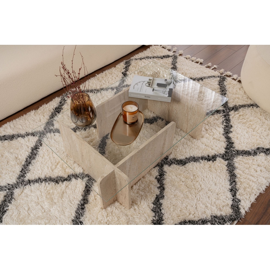 Couchtisch ESCAPE 105x65 cm beige/transparent