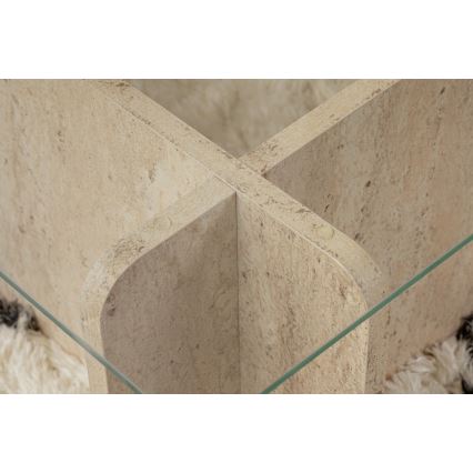 Couchtisch ESCAPE 105x65 cm Travertin/klares Glas
