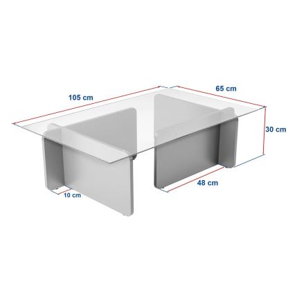 Couchtisch ESCAPE 105x65 cm Travertin/klares Glas
