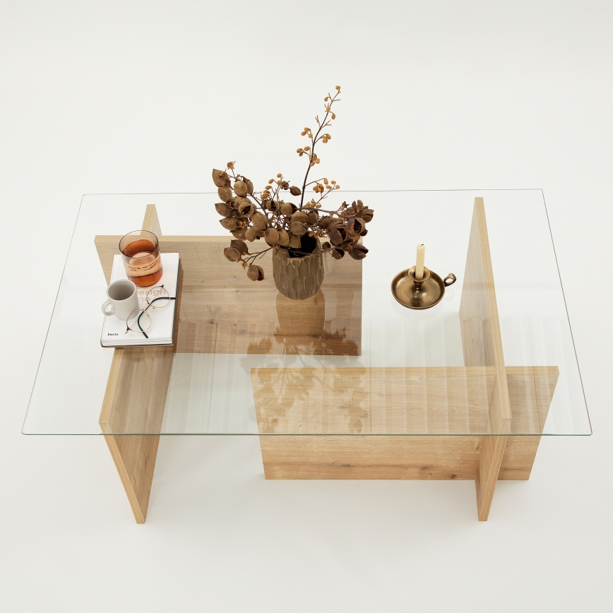 Couchtisch ESCAPE 40x105 cm braun/klar