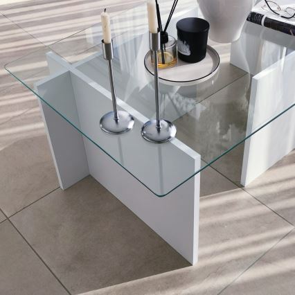 Couchtisch ESCAPE 40x105 cm weiß/klar