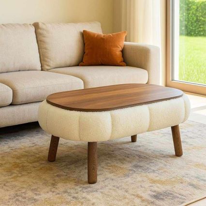 Couchtisch FELPO 68x98 cm Creme/Nussbaum