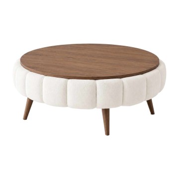 Couchtisch FELPO Ø 100 cm weiß/Nussbaum