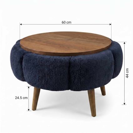 Couchtisch FELPO Ø 60 cm blau/nussbaum