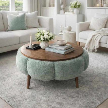 Couchtisch FELPO Ø 60 cm grün/nussbaum