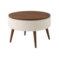 Couchtisch FELPO Ø 60 cm Weiß/Nussbaum