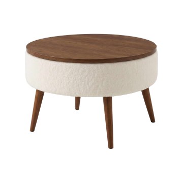 Couchtisch FELPO Ø 60 cm Weiß/Nussbaum