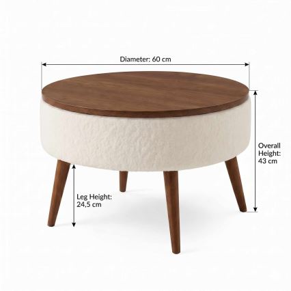 Couchtisch FELPO Ø 60 cm Weiß/Nussbaum