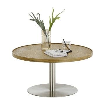 Couchtisch FOCUS, Ø 80 cm, Eiche/Edelstahl