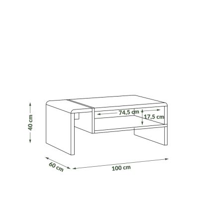Couchtisch FRED anthrazit/Eiche Artisan