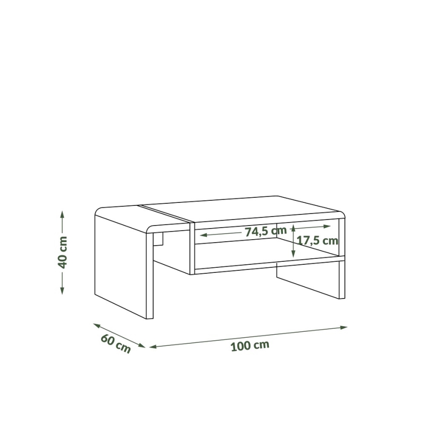 Couchtisch FRED anthrazit/Eiche Artisan