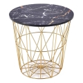 Couchtisch HARISSA 41x42 cm golden/schwarz Marmordekor