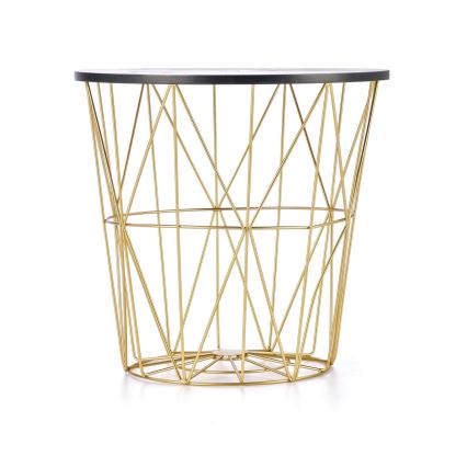 Couchtisch HARISSA 41x42 cm golden/schwarz Marmordekor