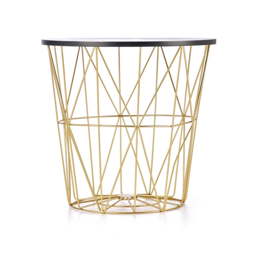 Couchtisch HARISSA 41x42 cm golden/schwarz Marmordekor