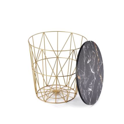 Couchtisch HARISSA 41x42 cm golden/schwarz Marmordekor