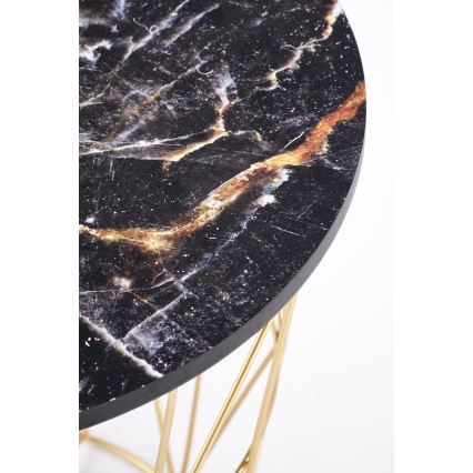 Couchtisch HARISSA 41x42 cm golden/schwarz Marmordekor