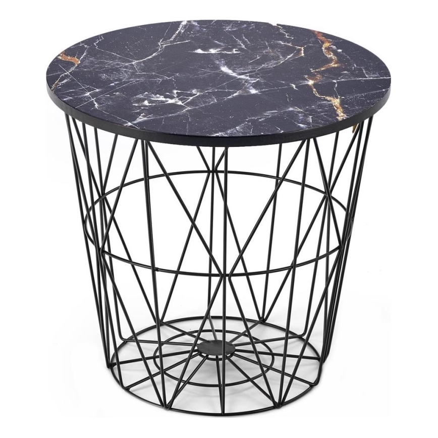 Couchtisch HARISSA 41x42 cm schwarz / schwarzes Marmordekor