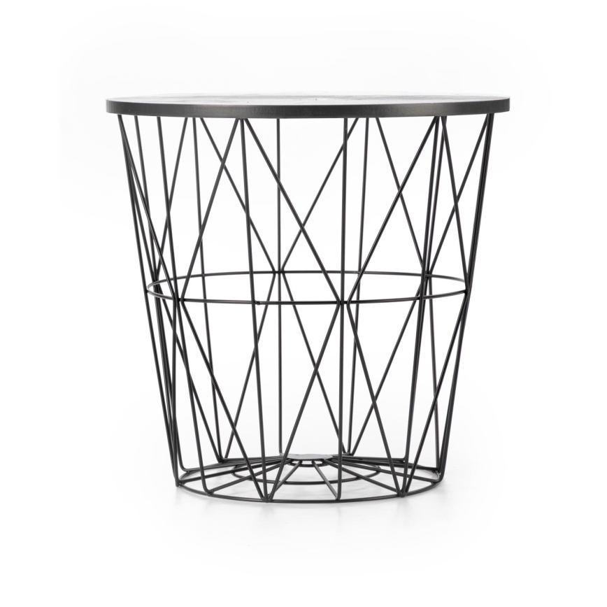 Couchtisch HARISSA 41x42 cm schwarz / schwarzes Marmordekor