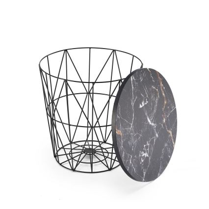 Couchtisch HARISSA 41x42 cm schwarz / schwarzes Marmordekor
