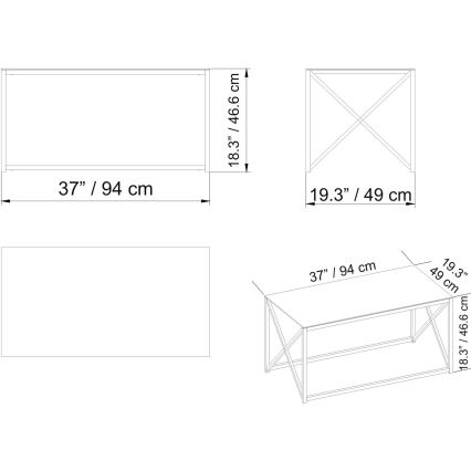 Couchtisch ILIOMAR 46,6x94 cm golden/schwarz