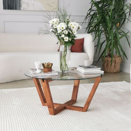 Couchtisch LOTUS 35x75 cm braun/klar