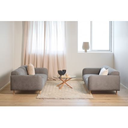 Couchtisch LUCA 82 cm, Klarglas/Eiche