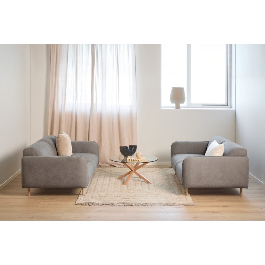 Couchtisch LUCA 82 cm, Klarglas/Eiche