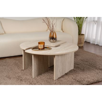 Couchtisch LUVIA, Marmor-Dekor, Beige