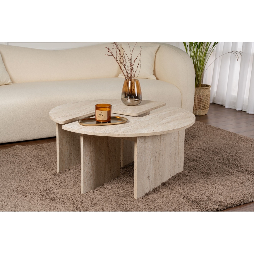Couchtisch LUVIA, Marmor-Dekor, Beige