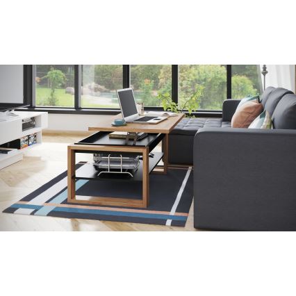 Couchtisch mit anhebbarer Platte und Ablage NEA Eiche/schwarz