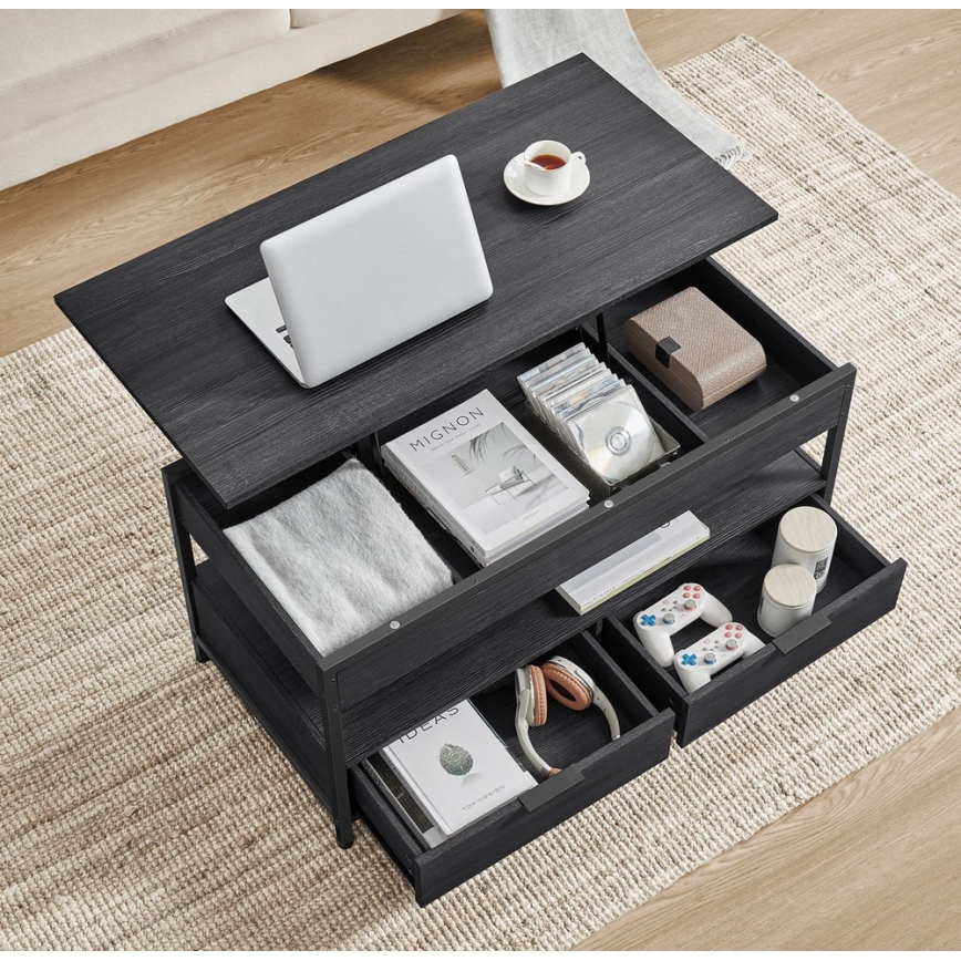 Couchtisch mit Hebefunktion NYRO, schwarz