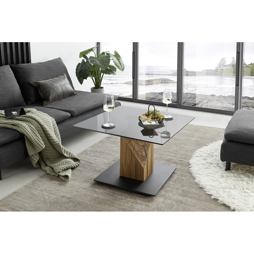Couchtisch mit Hebefunktion VENTO rauchfarben/Eiche/Schwarz