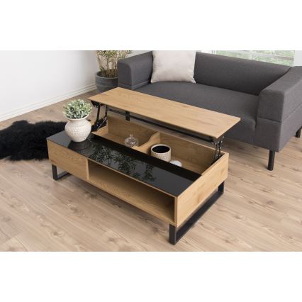 Couchtisch mit Lift-Funktion ENZO 110x60 cm schwarz/Eiche