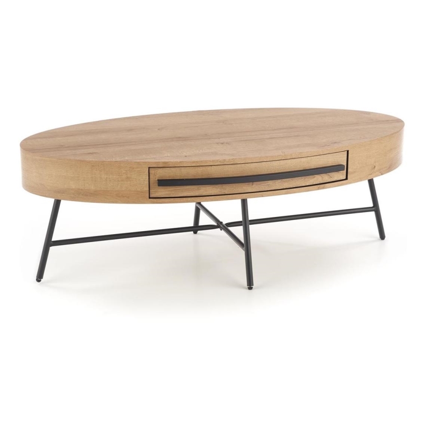 Couchtisch mit Schublade CAROLINA 41x120 cm golden Eiche/schwarz