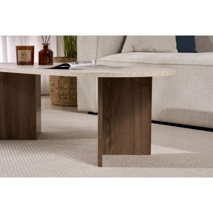 Couchtisch NEL 119x60 cm Travertin/Nussbaum