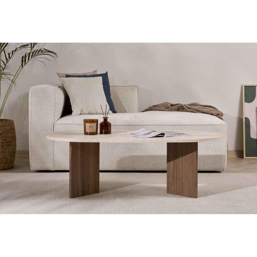 Couchtisch NEL 119x60 cm Travertin/Nussbaum