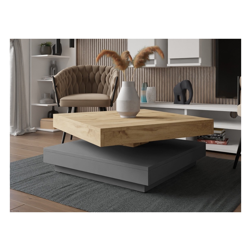 Couchtisch NENANI 34x70 cm grau / Eiche Wotan