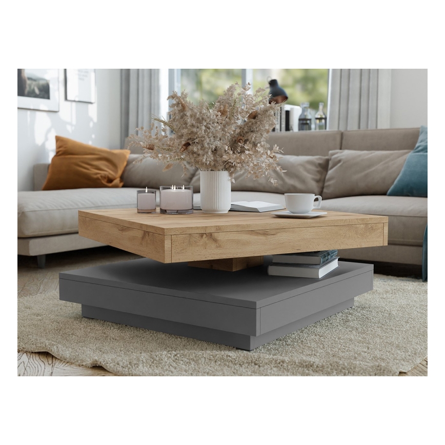 Couchtisch NENANI 34x70 cm grau / Eiche Wotan