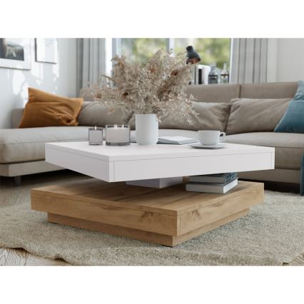 Couchtisch NENANI 34x70 cm weiß / Eiche wotan