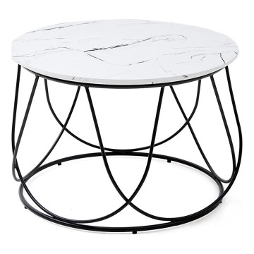 Couchtisch NUBIRA 41x60 cm schwarz/Marmordekor
