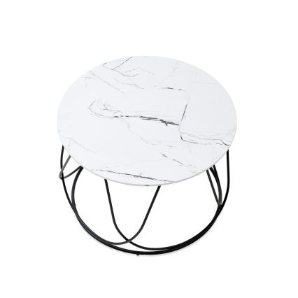 Couchtisch NUBIRA 41x60 cm schwarz/Marmordekor