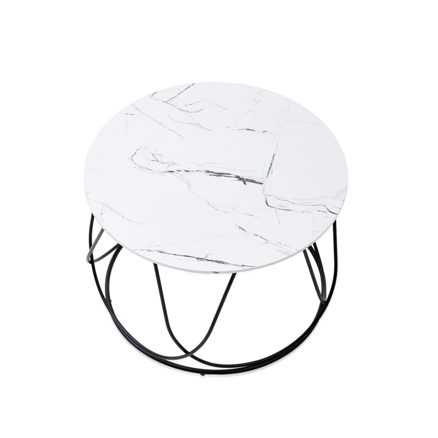 Couchtisch NUBIRA 41x60 cm schwarz/Marmordekor